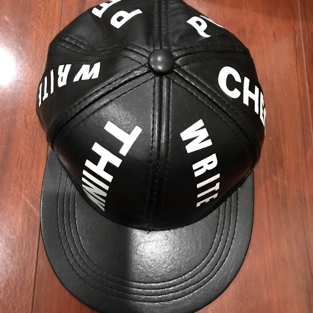 Black leather snapback